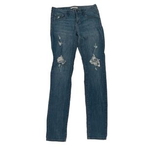 Bullhead Black Distressed Blue Denim Jeggings Size 7 Women’s